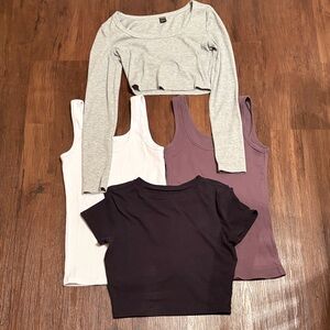 Women's Cropped Tops mixed lot - Gray, White, Mauve, Black tank sz XS EUC